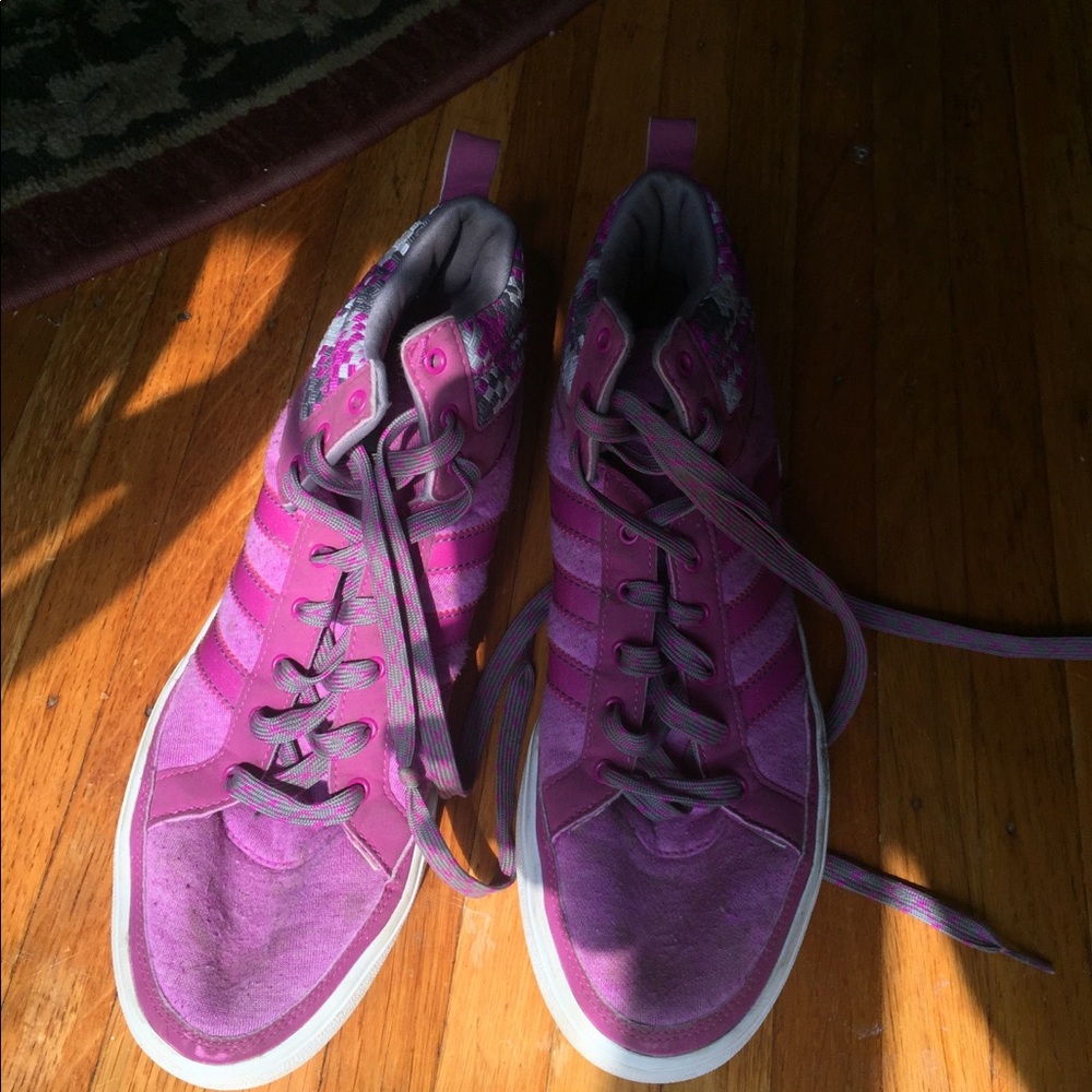 Purple adidas shoes